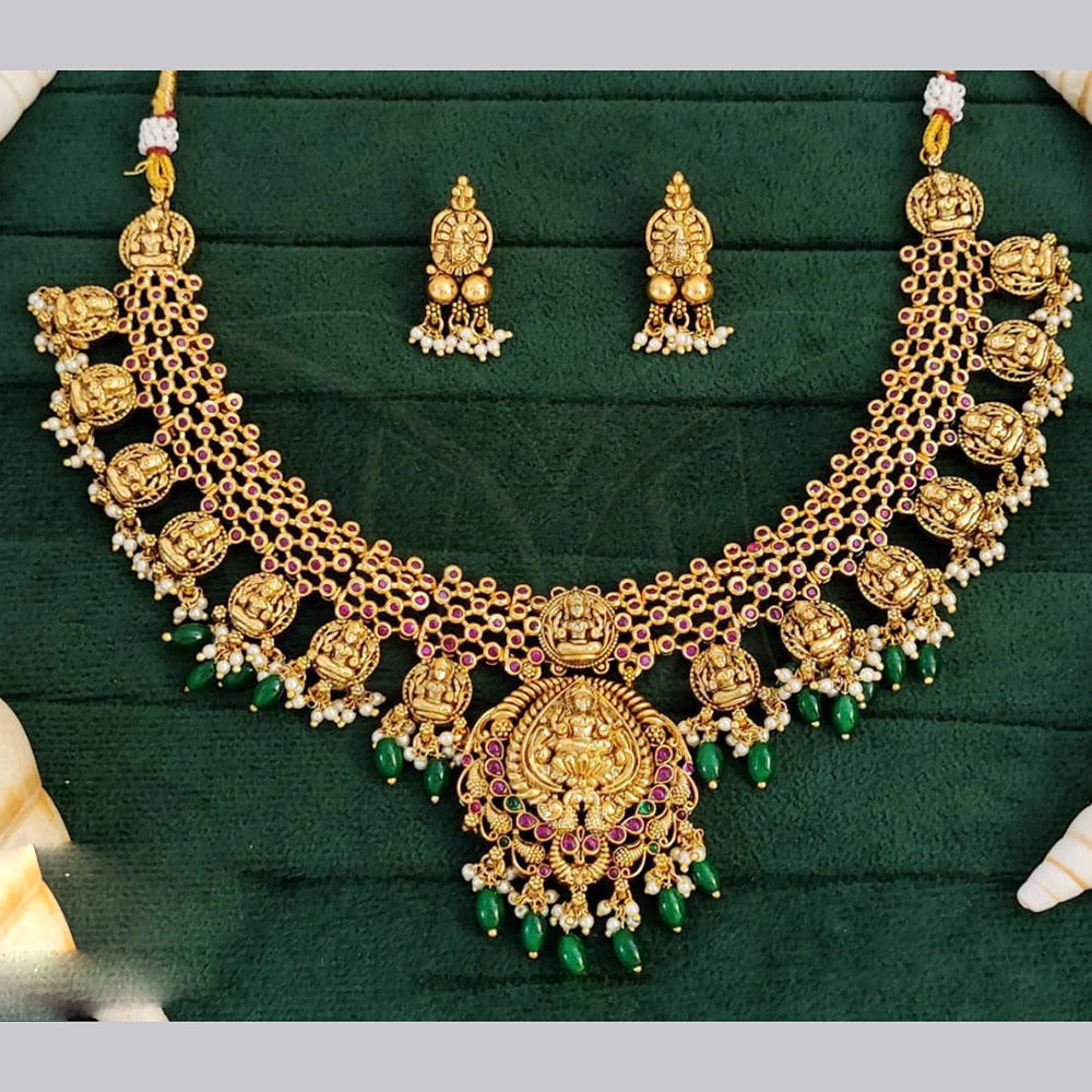 Everlasting Quality Jewels Gold Plated Pota Temple  Necklace Set