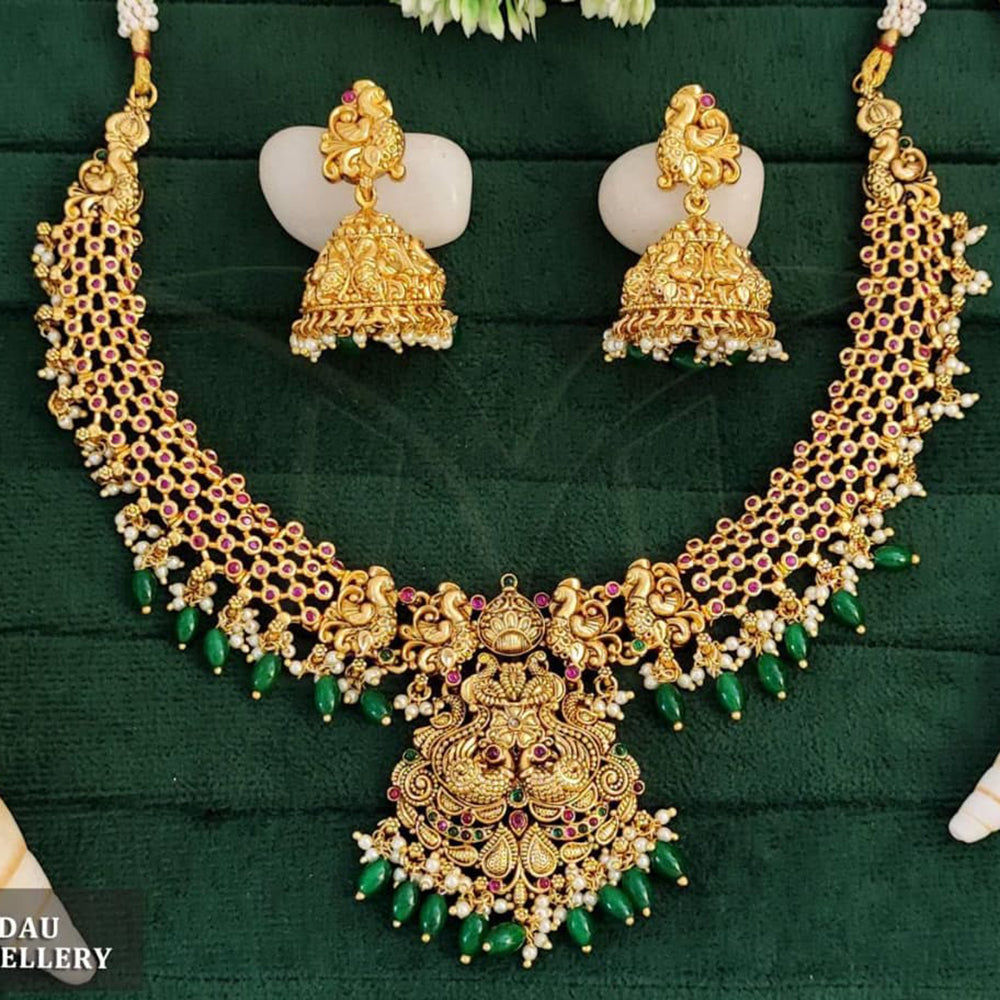 Everlasting Quality Jewels Gold Plated Pota Temple  Necklace Set