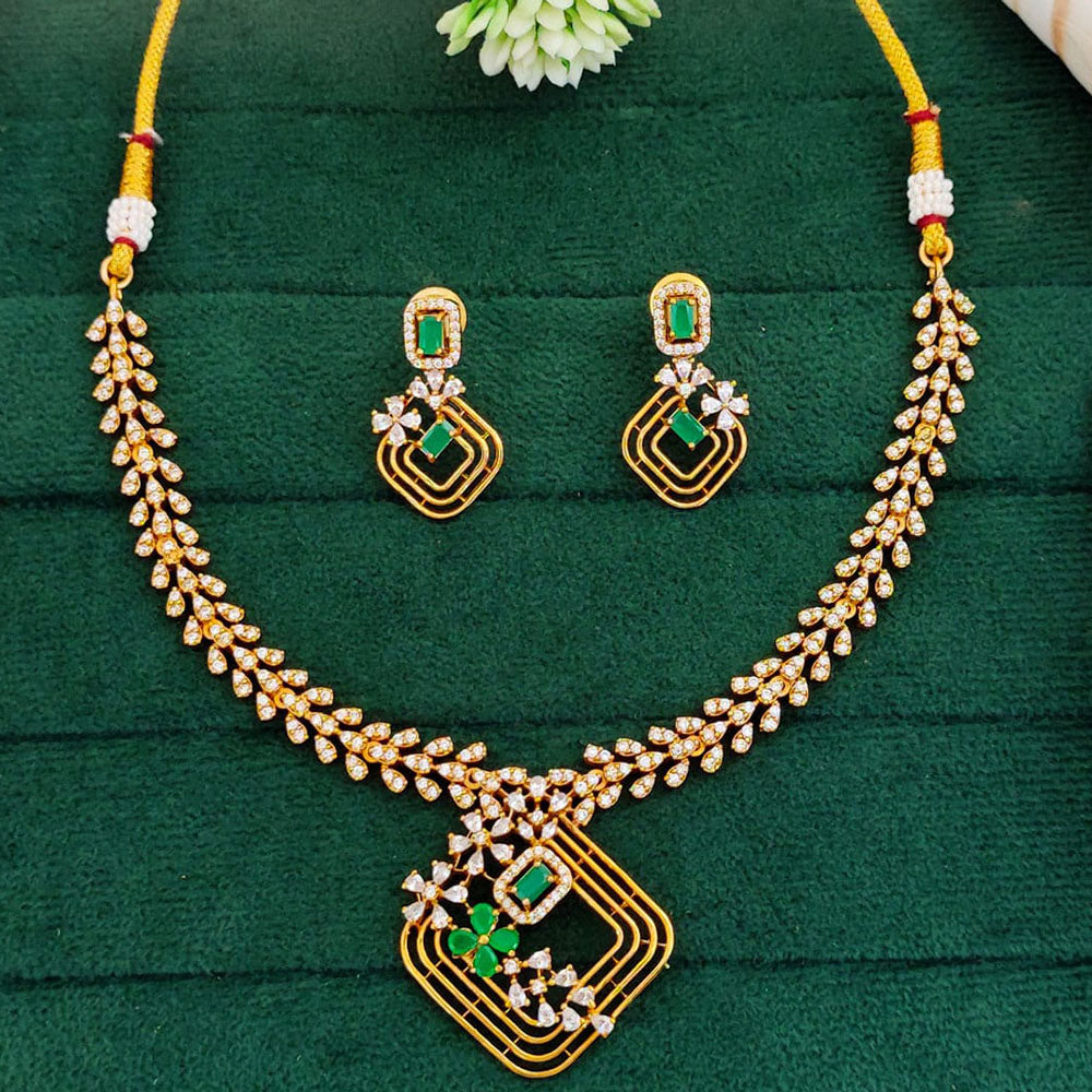 Everlasting Quality Jewels EverGleam Gold Plated American Daimonds Necklace Set