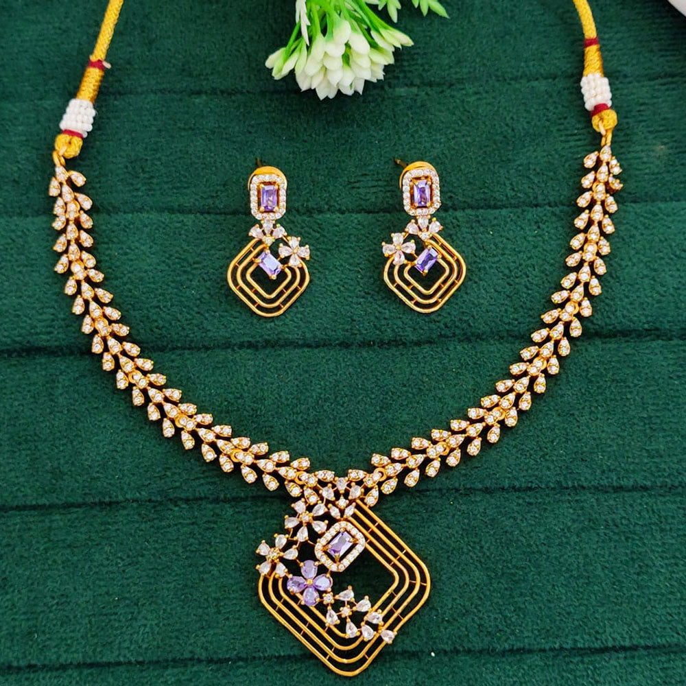 Everlasting Quality Jewels EverGleam Gold Plated American Daimonds Necklace Set