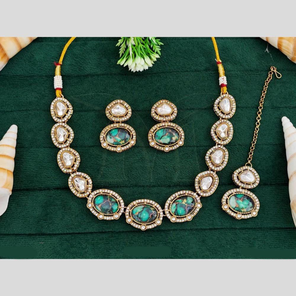 Everlasting Quality Jewels Gold Plated Druzy Stone And Crystal Stone Necklace Set