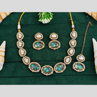 Everlasting Quality Jewels Gold Plated Druzy Stone And Crystal Stone Necklace Set