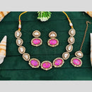 Everlasting Quality Jewels Gold Plated Druzy Stone And Crystal Stone Necklace Set