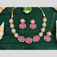 Everlasting Quality Jewels Gold Plated Druzy Stone And Crystal Stone Necklace Set