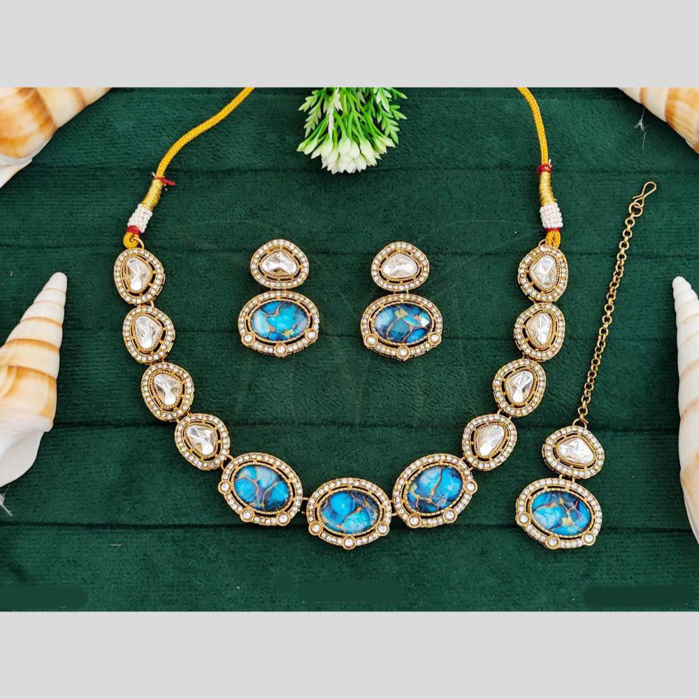 Everlasting Quality Jewels Gold Plated Druzy Stone And Crystal Stone Necklace Set