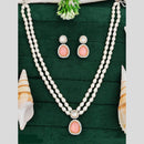 Everlasting Quality Jewels Gold Plated Austrain Stone And Pearls Long Necklace Set