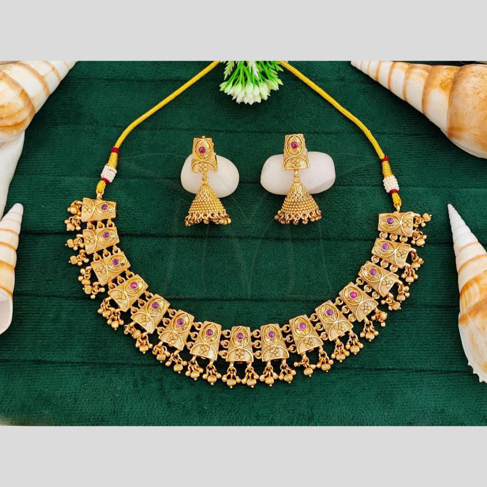 Everlasting Quality Jewels Gold Plated Pota Stone Necklace Set