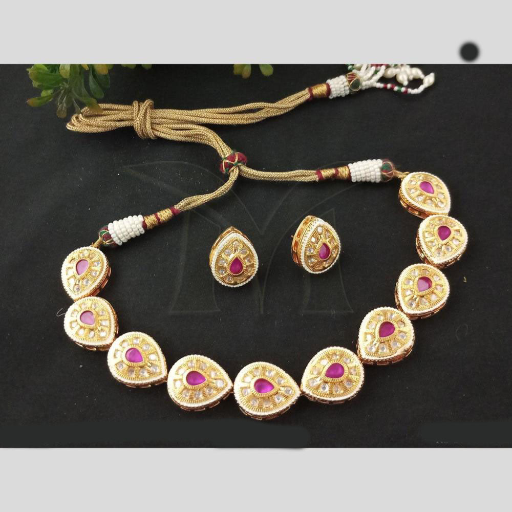 Everlasting Quality Jewels Gold Plated Pota Stone Necklace Set