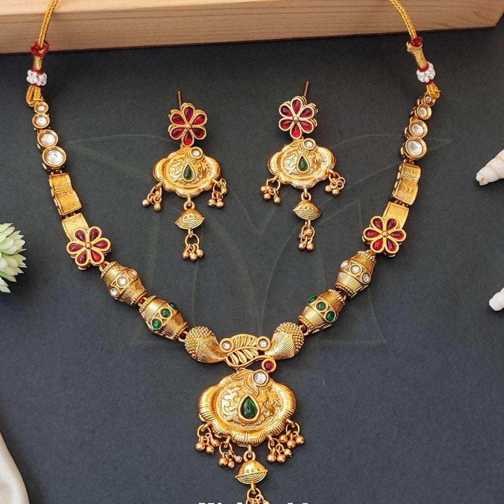 Everlasting Quality Jewels Gold Plated Pota Stone Necklace Set