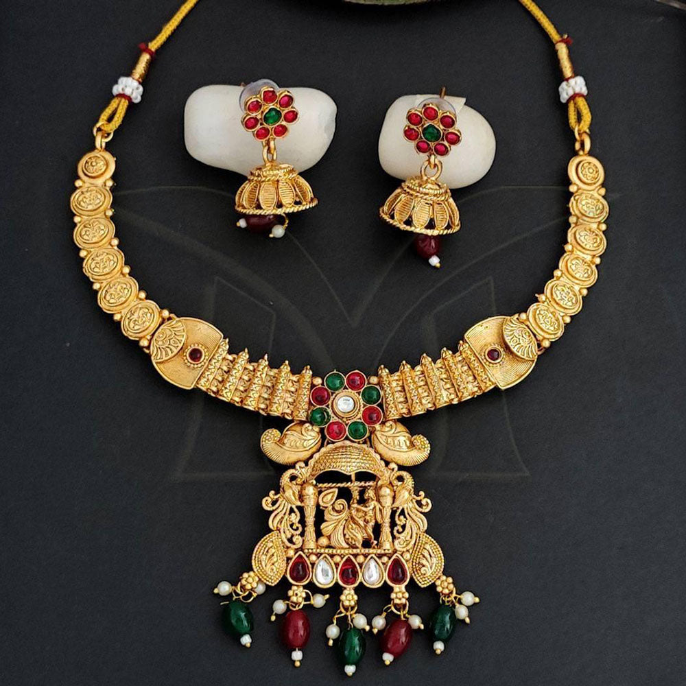 Everlasting Quality Jewels Gold Plated Pota Stone And Beads Necklace Set