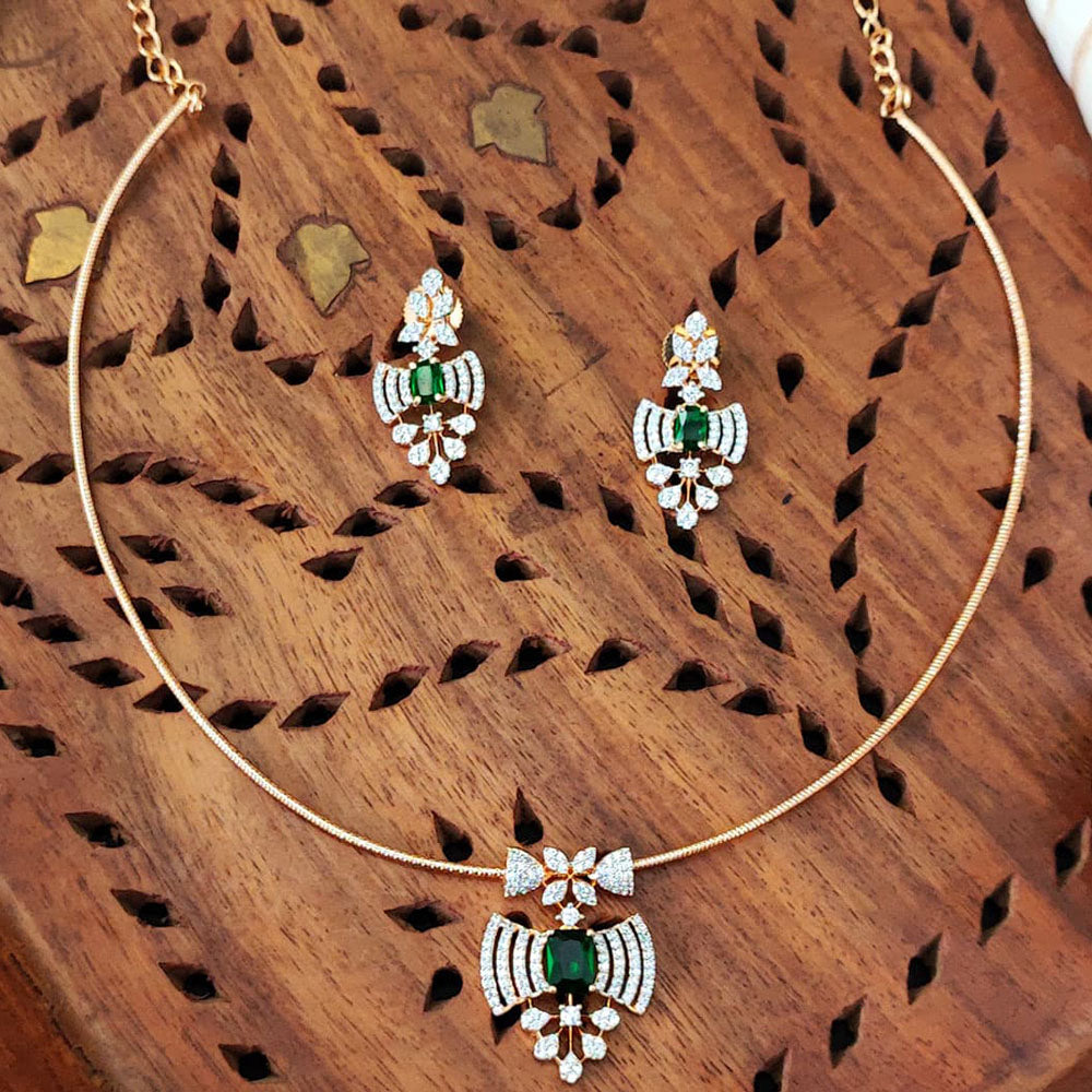 Everlasting Quality Jewels Gold Plated American Daimonds Necklace Set