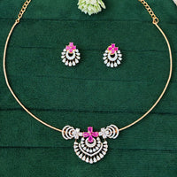 Everlasting Quality Jewels Gold Plated American Diamond Necklace Set 