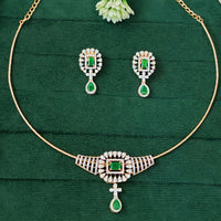 Everlasting Quality Jewels Gold Plated American Diamond Necklace Set 
