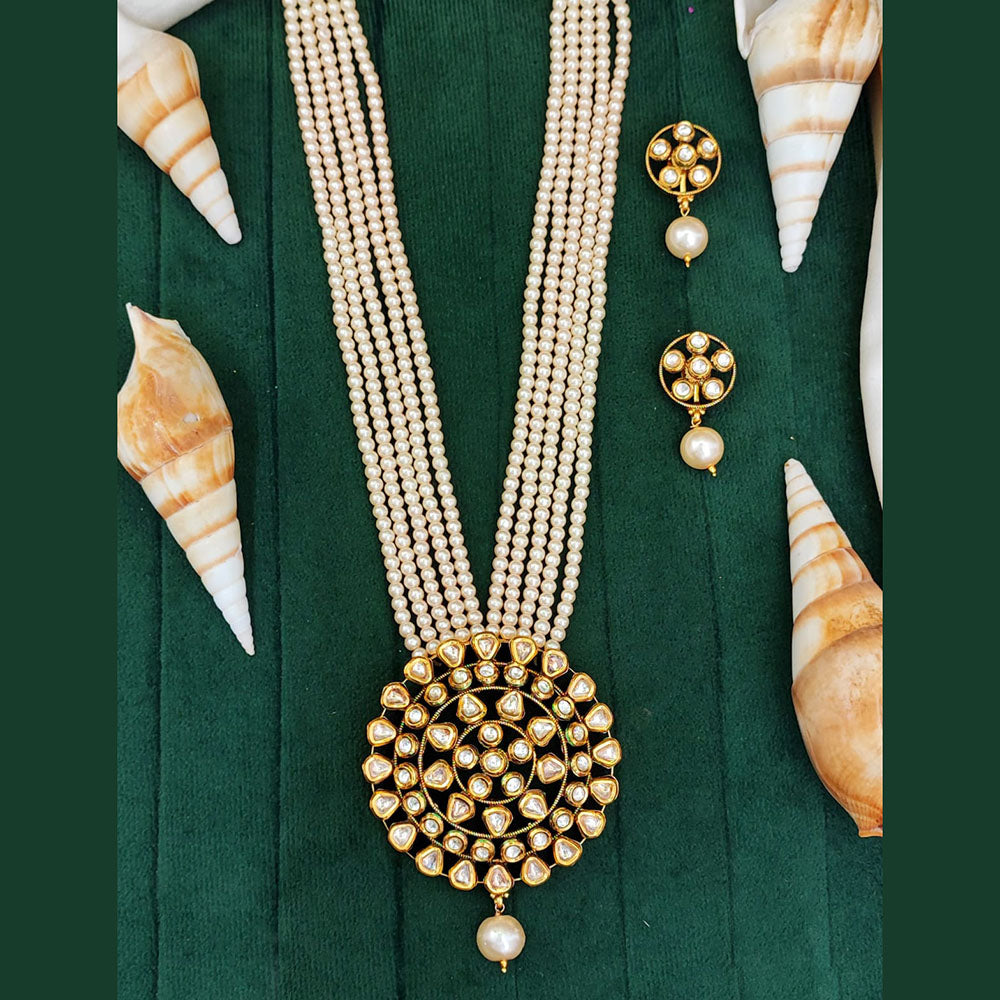 Everlasting Quality Jewels Gold Plated Kundan And Pearl Necklace Set
