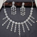 Everlasting Quality Jewels Silver Plated American Diamond Necklace Set 