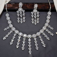 Everlasting Quality Jewels Silver Plated American Diamond Necklace Set 