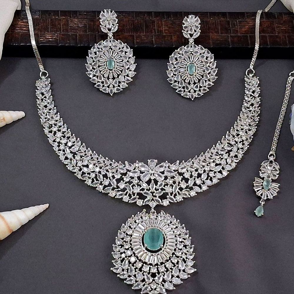 Everlasting Quality Jewels Silver Plated American Diamond Necklace Set