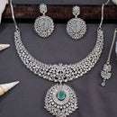 Everlasting Quality Jewels Silver Plated American Diamond Necklace Set 