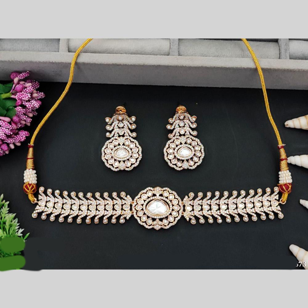 Everlasting Designer Choker Necklace Set Handcrafted Ethnic With Polki Kundan Stone