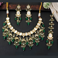 Everlasting Quality Jewels Sparkling Kundan And Pearl Beads Necklace Set