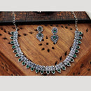 Everlasting Quality Jewels Oxidised Plated Regal Glow Pota Stone Necklace Set