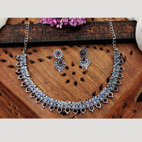 Everlasting Quality Jewels Oxidised Plated Regal Glow Pota Stone Necklace Set