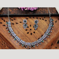 Everlasting Quality Jewels Oxidised Plated Regal Glow Pota Stone Necklace Set