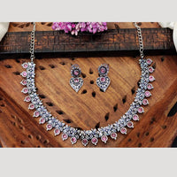 Everlasting Quality Jewels Oxidised Plated Regal Glow Pota Stone Necklace Set