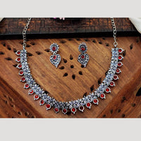 Everlasting Quality Jewels Oxidised Plated Regal Glow Pota Stone Necklace Set