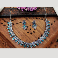 Everlasting Quality Jewels Oxidised Plated Regal Glow Pota Stone Necklace Set