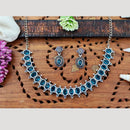 Everlasting Quality Jewels Oxidised Plated Regal Glow Pota Stone Necklace Set