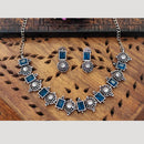Everlasting Quality Jewels Oxidised Plated Regal Glow Pota Stone Necklace Set