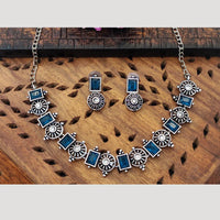 Everlasting Quality Jewels Oxidised Plated Regal Glow Pota Stone Necklace Set