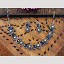 Everlasting Quality Jewels Oxidised Plated Regal Glow Pota Stone Necklace Set