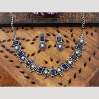 Everlasting Quality Jewels Oxidised Plated Regal Glow Pota Stone Necklace Set