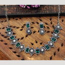 Everlasting Quality Jewels Oxidised Plated Regal Glow Pota Stone Necklace Set