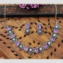 Everlasting Quality Jewels Oxidised Plated Regal Glow Pota Stone Necklace Set