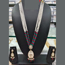Everlasting Quality Jewels Long Necklace Set with Meenakari Centerpiece and Dangling Drops