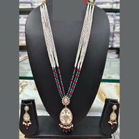 Everlasting Quality Jewels Long Necklace Set with Meenakari Centerpiece and Dangling Drops