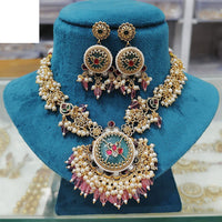 Everlasting Quality Jewels Antique Glow Pota Stone And Pearl Necklace Set