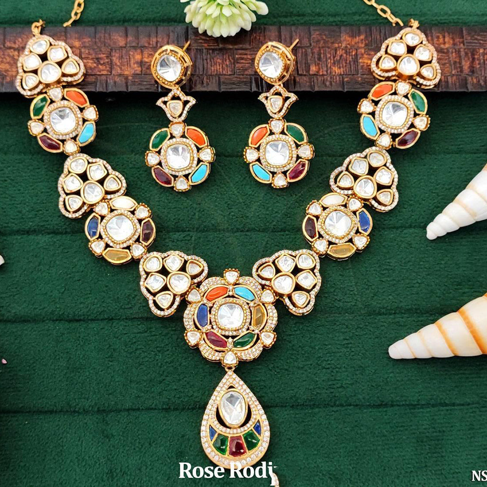 Everlasting Quality Jewels Elegance Polki Kundan And Pota Stone Necklace Set