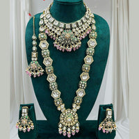Everlasting Quality Jewels Handcrafted Polki Kundan Stone And Meenakari Long Necklace Set