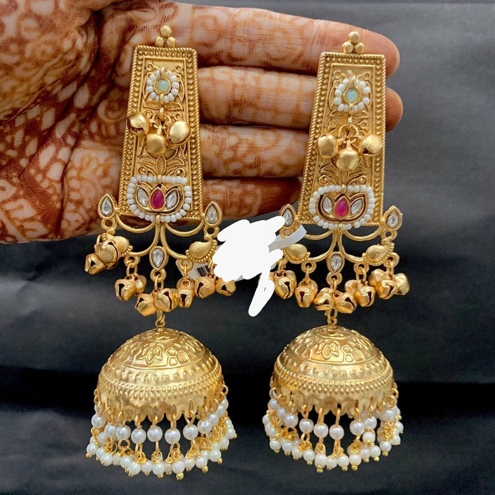 Everlasting Quality Jewels Regal Pota Stone And Pearl Long Jhumki Earrings