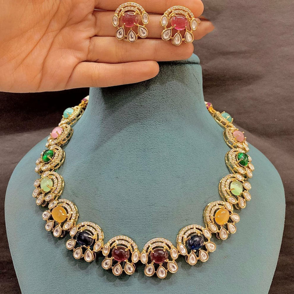 Everlasting Quality Jewels Luxe Multicolor Pota Stone Designer Necklace Set