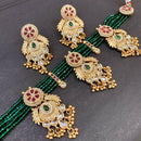 Everlasting Quality Jewels Designer Pota Stone And Pearl Choker Necklace Set