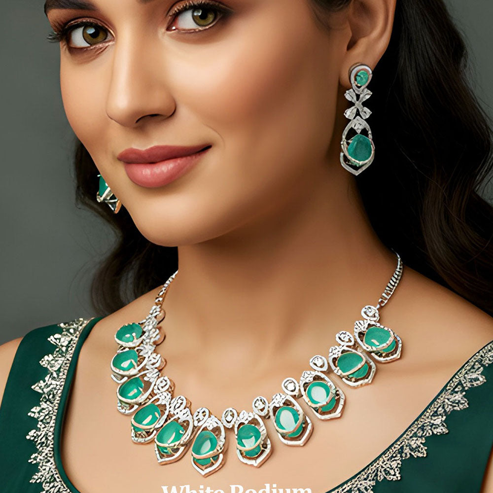 Everlasting Quality Jewels Luxury American Diamond Party Wear Necklace Set