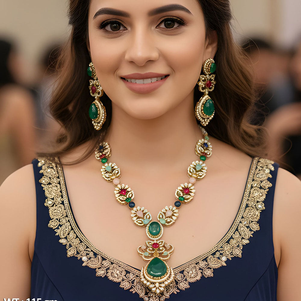 Everlasting Quality Jewels Grand Multi-Stone Pota Stone Necklace Set