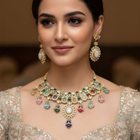 Everlasting Quality Jewels Grand Multi-Stone Pota Stone Necklace Set