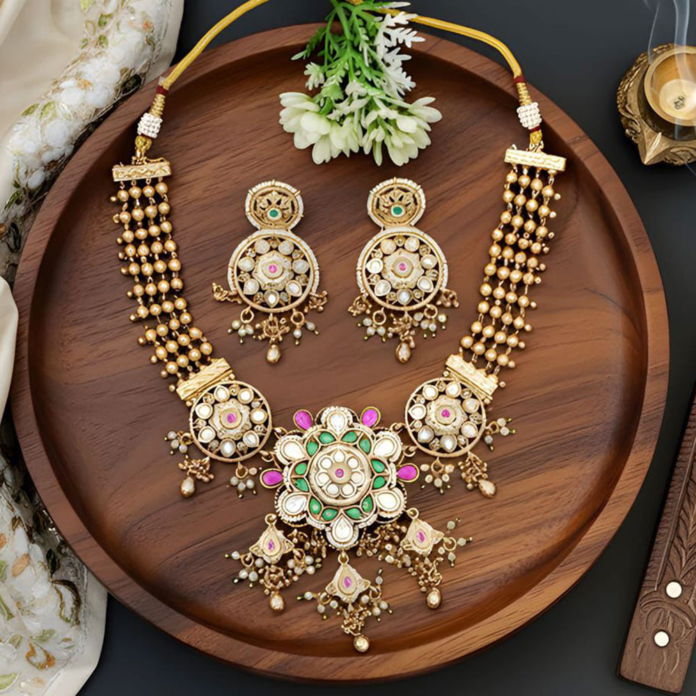 Everlasting Quality Jewels Graceful Pota Stone And Pearl Necklace Set