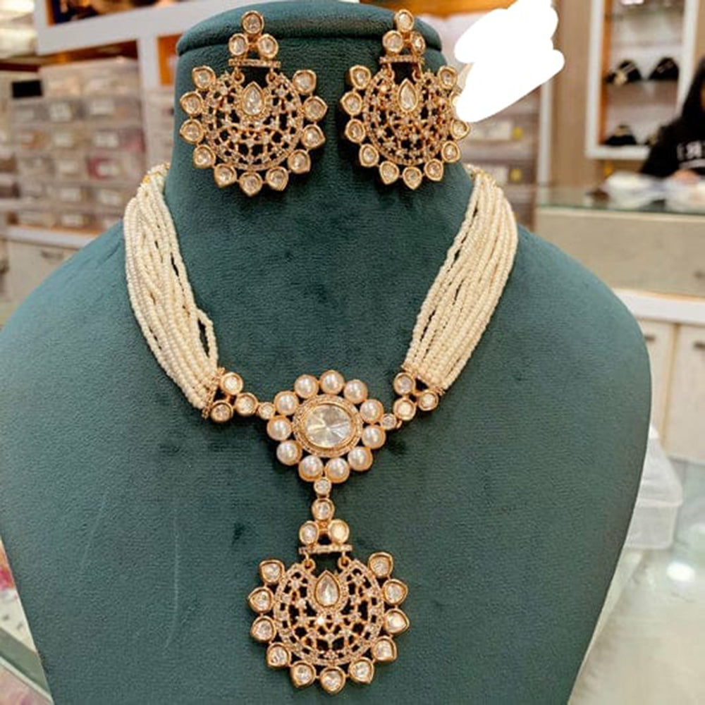 Everlasting Quality Jewels Royal Polki Kundan And Pearl Designer Necklace Set